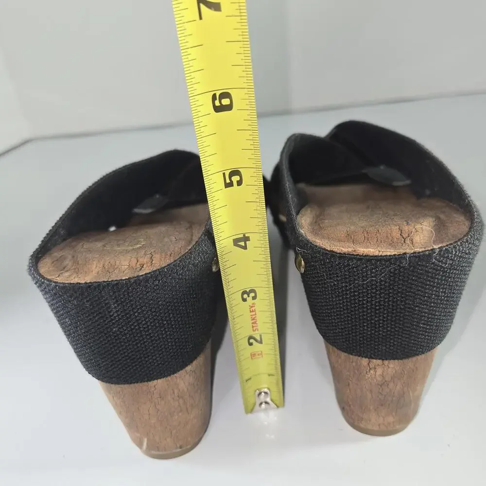 0381 Cato C Est 1946 Wedge Sandals Black Chunky Heel‎ Platform Size 10M